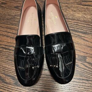 Kate Spade Shiny Black Loafers with Stud Detail